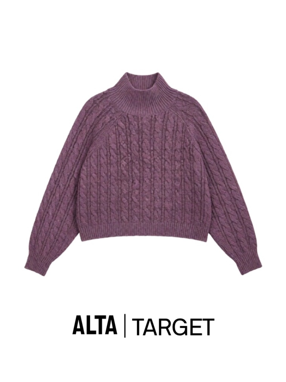 JoyLab Cable Knit Mock Neck Sweater - Burgundy